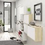 Slim White & Oak Shoe Cabinet - Wall Hung - 6 Pairs