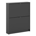 FOL101292 Matte Black Shoe Cabinet with 2 Tilting Doors - 6 Pairs