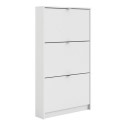 FOL101293 Slim White Shoe Cabinet with 3 Drawers - 9 Pairs