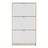 Slim White &amp; Oak Coloured Shoe Cabinet with 3 Drawers &amp; Tilting Doors