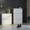 Slim White &amp; Oak Coloured Shoe Cabinet with 3 Drawers &amp; Tilting Doors