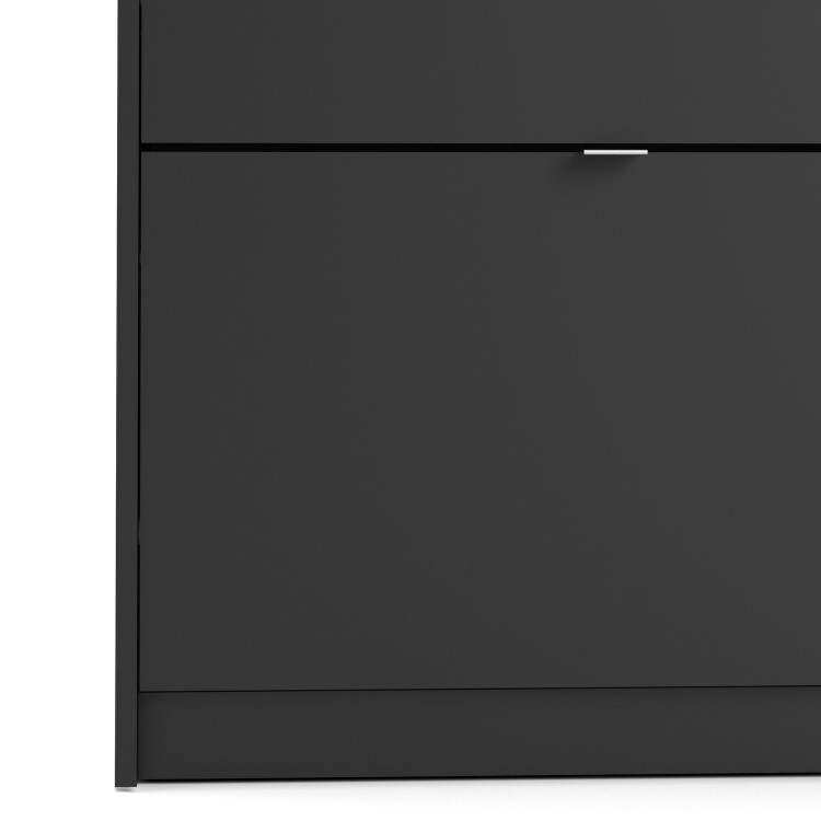 Slim Matt Black Wall Hung Shoe Cabinet with 3 Drawers - 9 Pairs