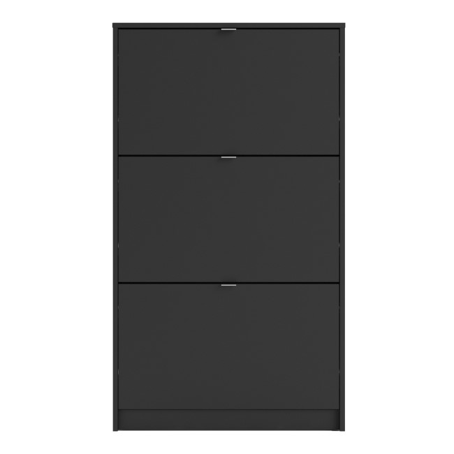 Slim Matt Black Wall Hung Shoe Cabinet with 3 Drawers - 9 Pairs