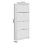 Slim White Wall Hung Shoe Cabinet with 4 Drawer -  12 Pairs