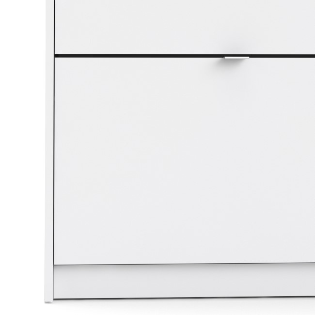 Slim White Wall Hung Shoe Cabinet with 4 Drawer -  12 Pairs