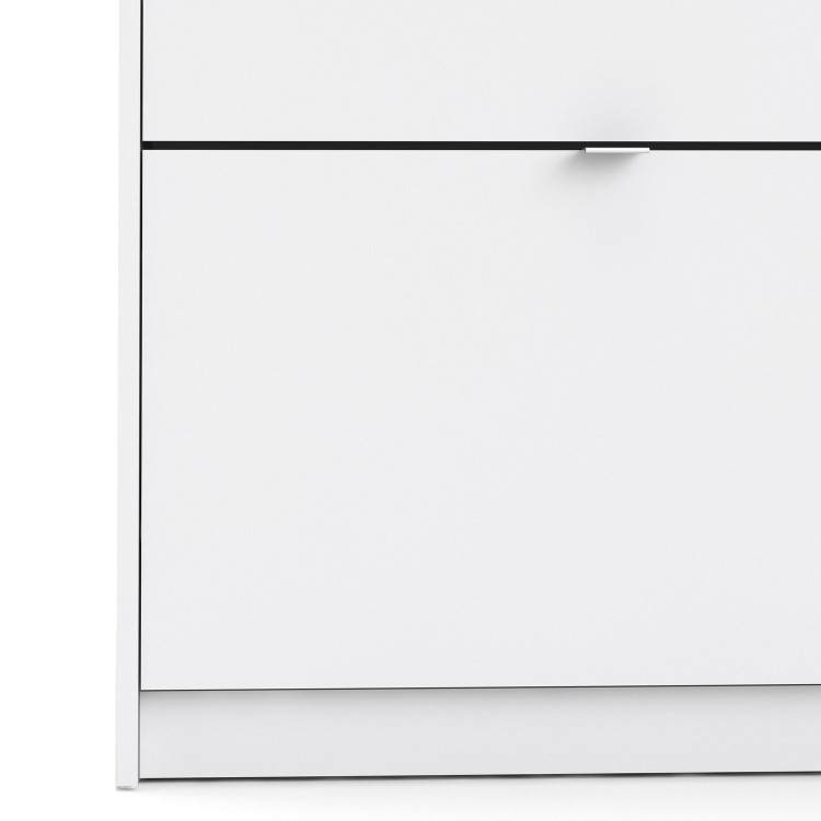 Slim White Wall Hung Shoe Cabinet with 4 Drawer -  12 Pairs