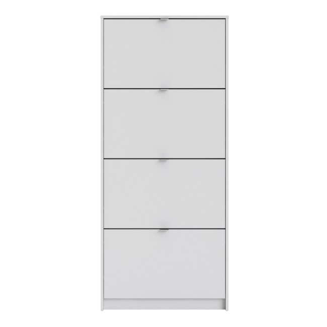 Slim White Wall Hung Shoe Cabinet with 4 Drawer -  12 Pairs