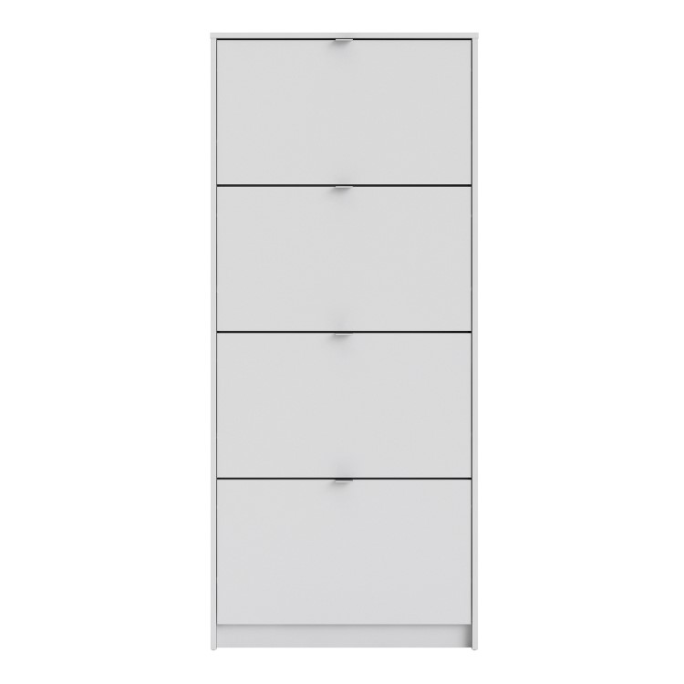 Slim White Wall Hung Shoe Cabinet with 4 Drawer -  12 Pairs