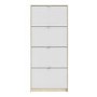 Slim White and Oak Wall Hung Shoe Cabinet with 4 Doors - 12 Pairs