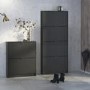 Slim Matte Black Wall Hung Shoe Cabinet with 4 Drawers - 12 Pairs