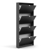 Slim Matte Black Wall Hung Shoe Cabinet with 4 Drawers - 12 Pairs