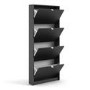 Slim Matte Black Wall Hung Shoe Cabinet with 4 Drawers - 12 Pairs