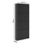 Slim Matte Black Wall Hung Shoe Cabinet with 4 Drawers - 12 Pairs