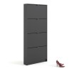 Slim Matte Black Wall Hung Shoe Cabinet with 4 Drawers - 12 Pairs