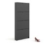 Slim Matte Black Wall Hung Shoe Cabinet with 4 Drawers - 12 Pairs