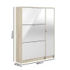 Slim White Shoe Cabinet with 3 Drawers &amp; 1 Cupboard -  14 Pairs