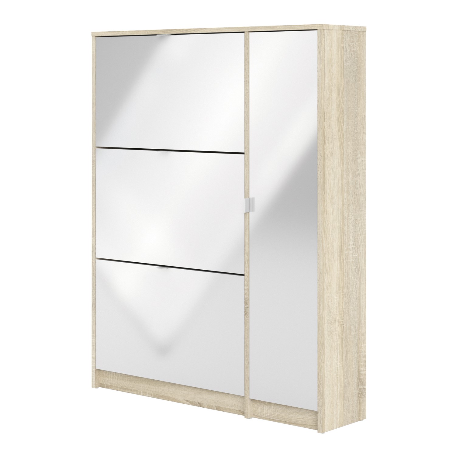 Slim White Shoe Cabinet with 3 Drawers & 1 Cupboard - 14 Pairs ...