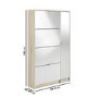 Slim White Shoe Cabinet with 5 Doors & Mirror 