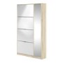 Slim White Shoe Cabinet with 5 Doors & Mirror