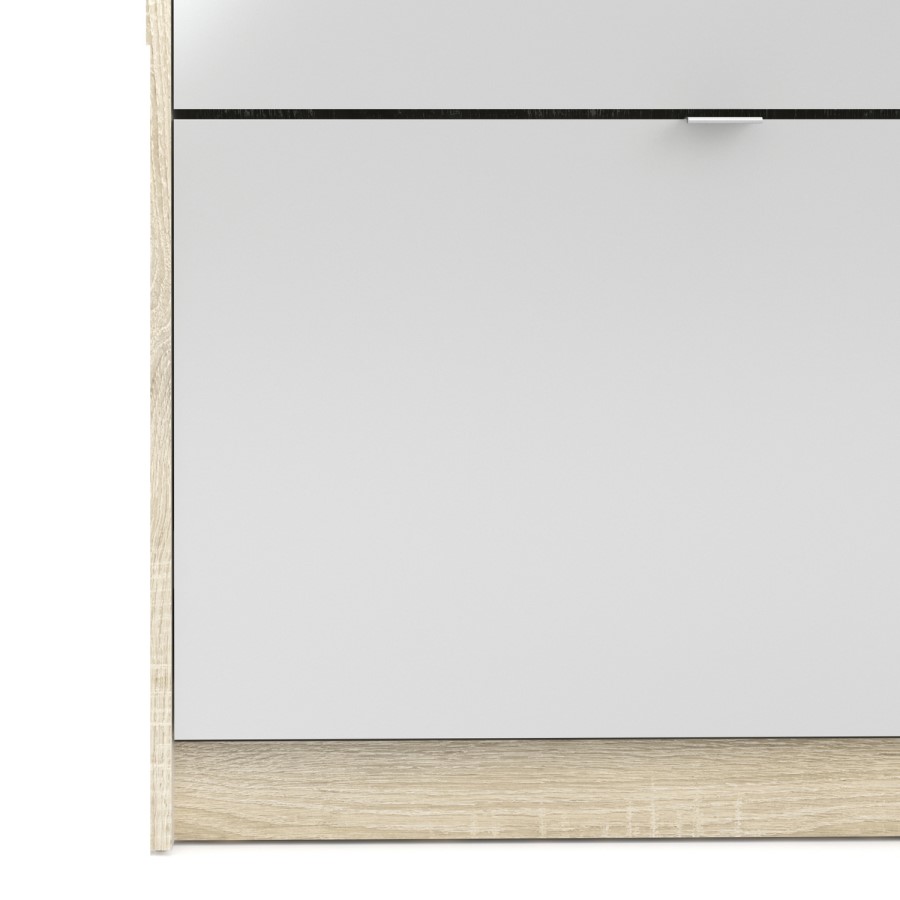 Slim White Shoe Cabinet with 5 Doors & Mirror