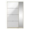 Slim White Shoe Cabinet with 5 Doors &amp; Mirror 