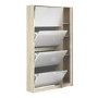 Slim White Shoe Cabinet with 5 Doors & Mirror 