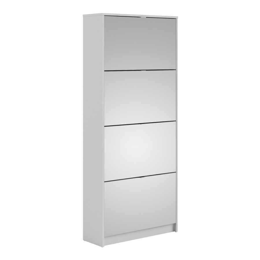 Slim Mirrored Shoe Cabinet with 4 Doors