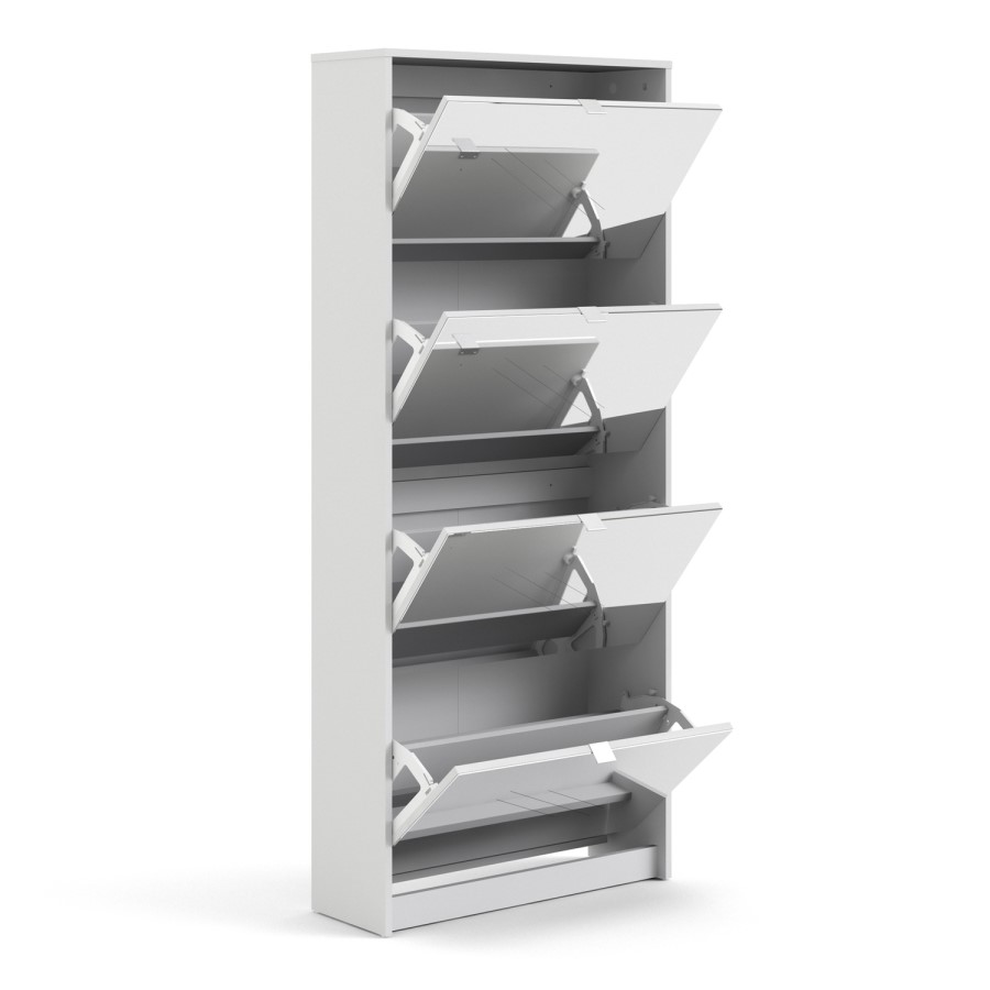Slim Mirrored Shoe Cabinet with 4 Doors