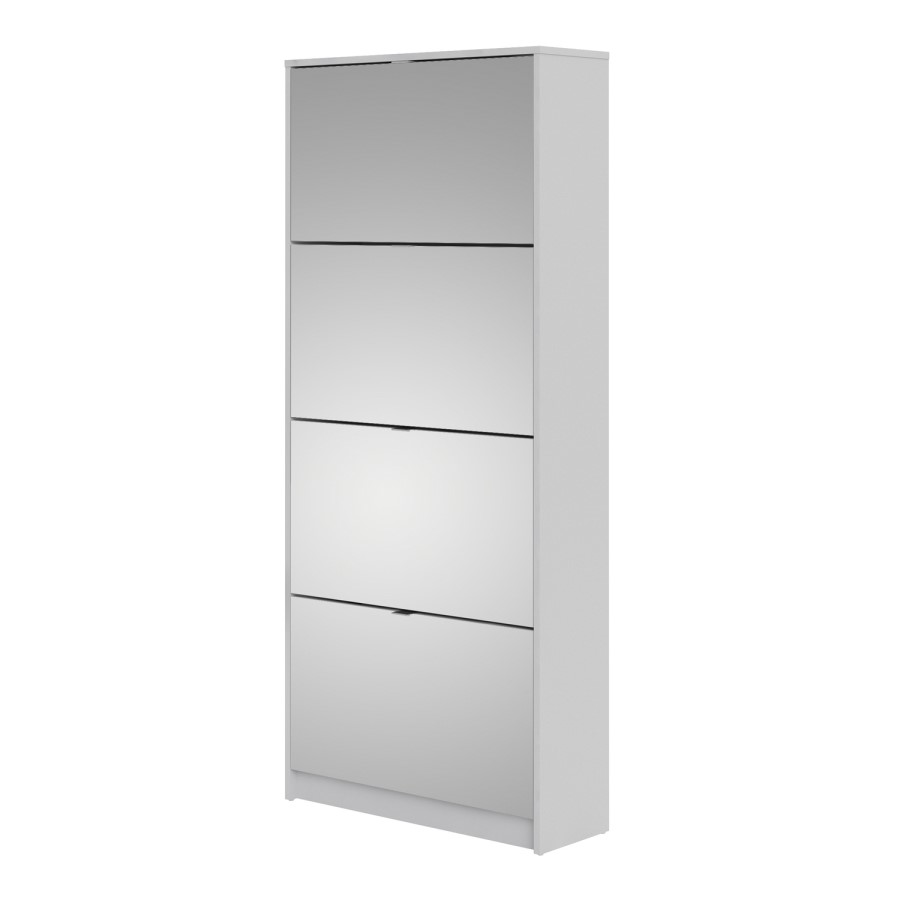 Slim Mirrored Shoe Cabinet with 4 Doors