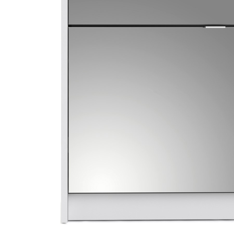 Slim Mirrored Shoe Cabinet with 4 Doors