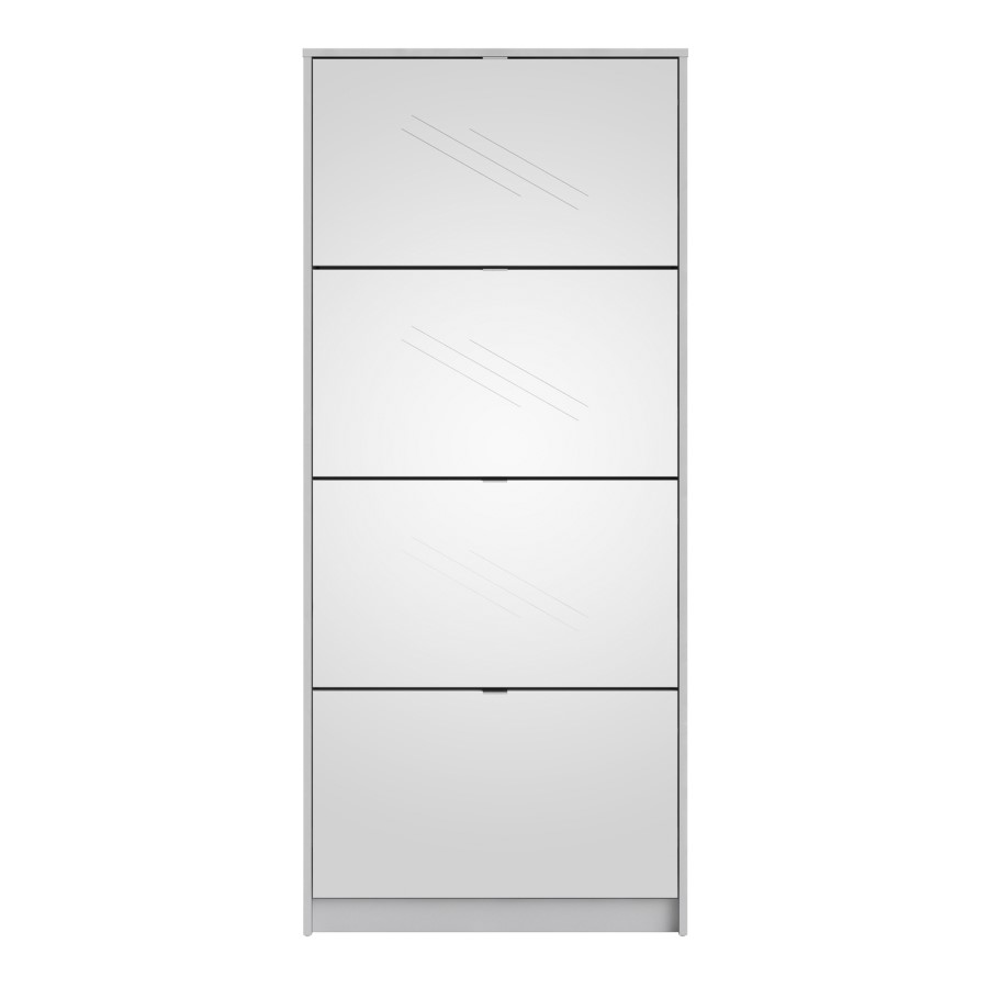 Slim Mirrored Shoe Cabinet with 4 Doors