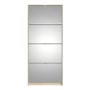 Mirror & Oak Coloured Slim Shoe Cabinet with 4 Drawers - Wall Hung