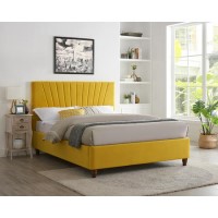 LPD Lexie Double Bed in Mustard Yellow Velvet