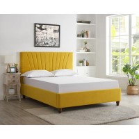 LPD Lexie King Size Bed in Mustard Yellow Velvet