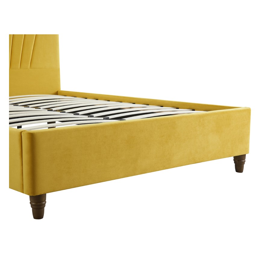 LPD Lexie King Size Bed in Mustard Yellow Velvet