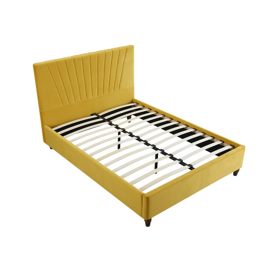 LPD Lexie King Size Bed in Mustard Yellow Velvet