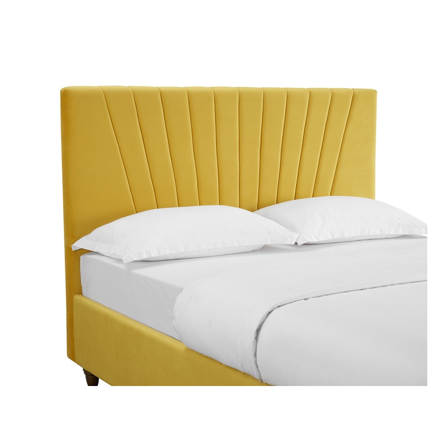 LPD Lexie King Size Bed in Mustard Yellow Velvet