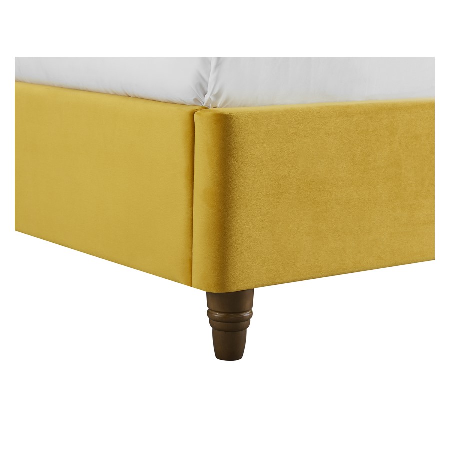 LPD Lexie King Size Bed in Mustard Yellow Velvet