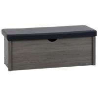 Lisbon Blanket Box in Black Wood Grain/Black Faux Leather