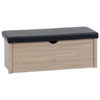 Lisbon Blanket Box in Light Oak Effect Veneer/Black Faux Leather