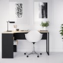 FOL101317 Black Wooden L Shaped Desk with Storage - Function Plus