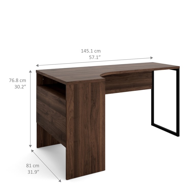 Function Plus Corner Desk 2 Drawers in Walnut