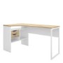 Corner Desk in White & Oak with 2 Drawers - Function