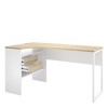 Corner Desk in White &amp; Oak with 2 Drawers - Function
