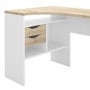 Corner Desk in White & Oak with 2 Drawers - Function