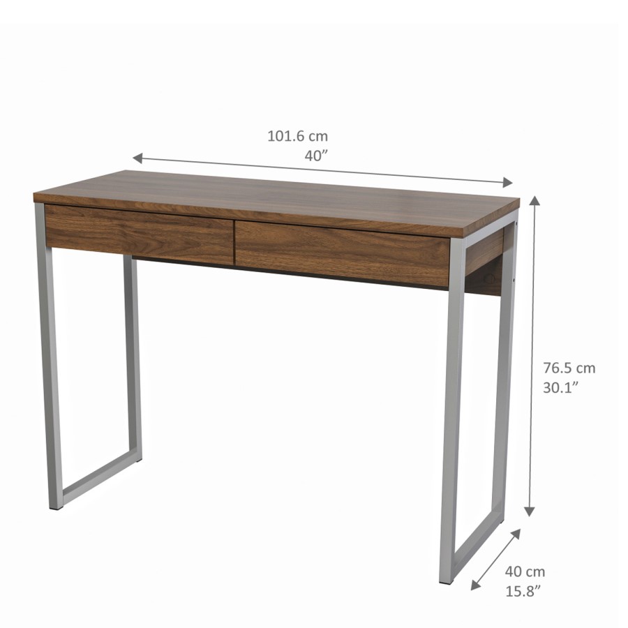 Function Plus Desk 2 Drawers in Walnut