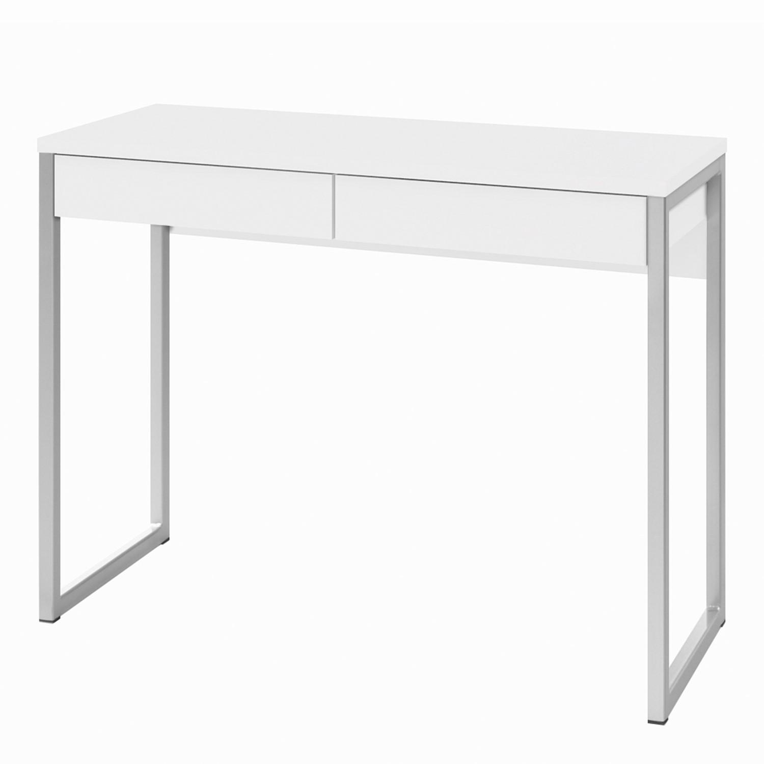 Read more about White high gloss office desk with 2 drawers function plus