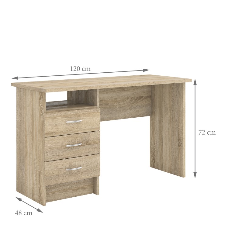 Function Plus Desk 3 Drawers in Oak