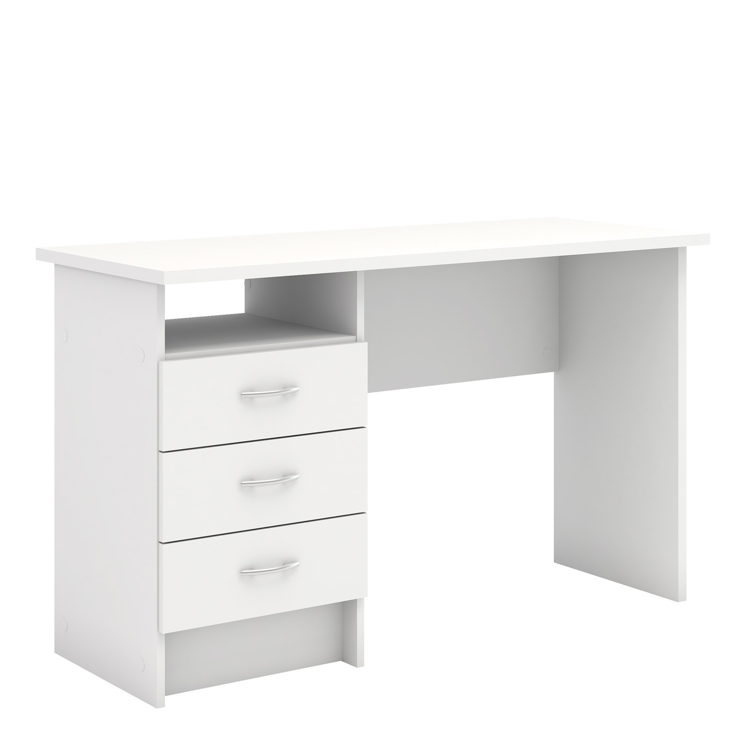 White Desk With 3 Drawers Function Furniture123