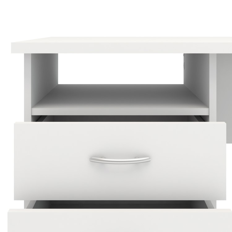 White Wooden Desk with Drawers - Function Plus